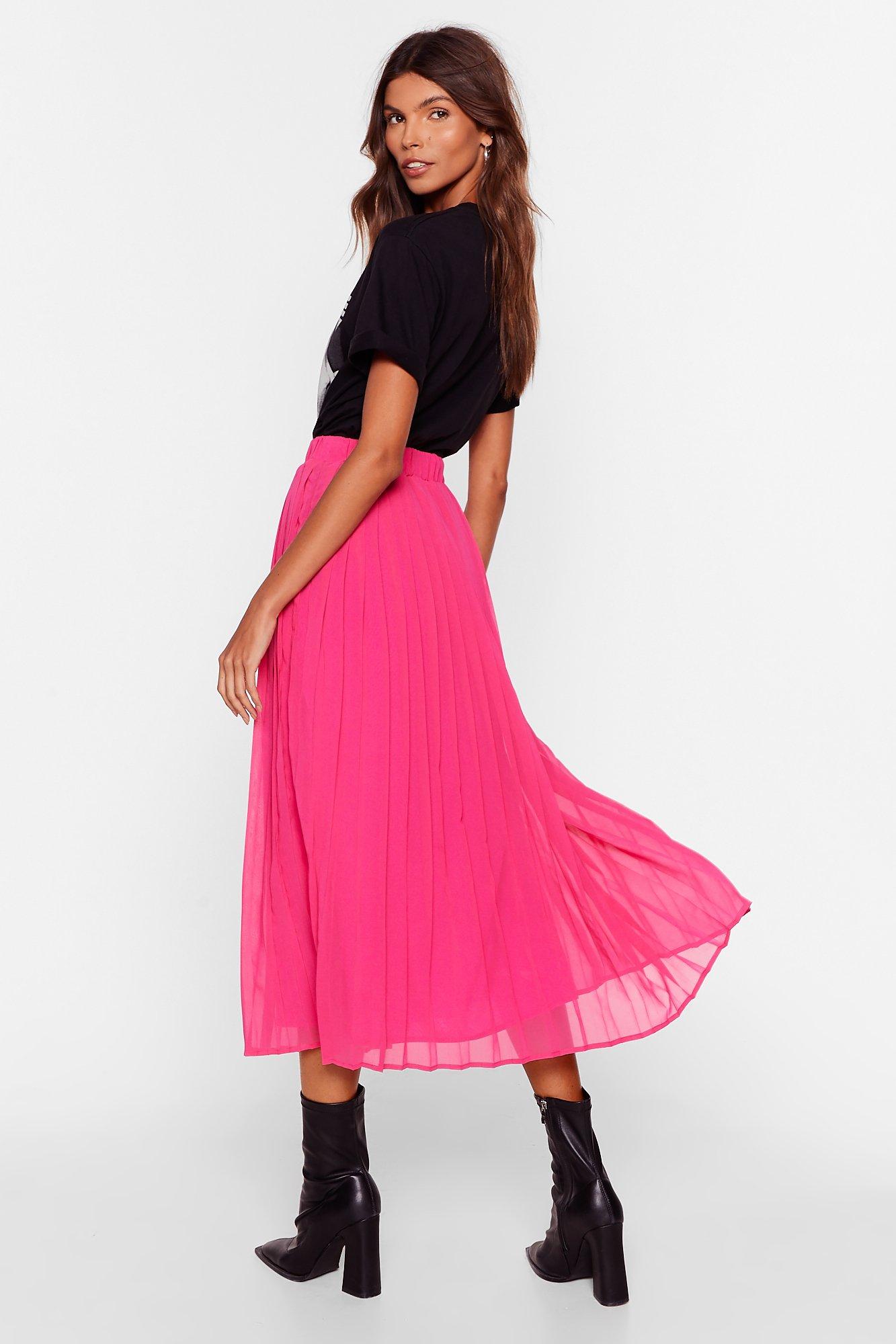 Chiffon Pleated Midi Skirt